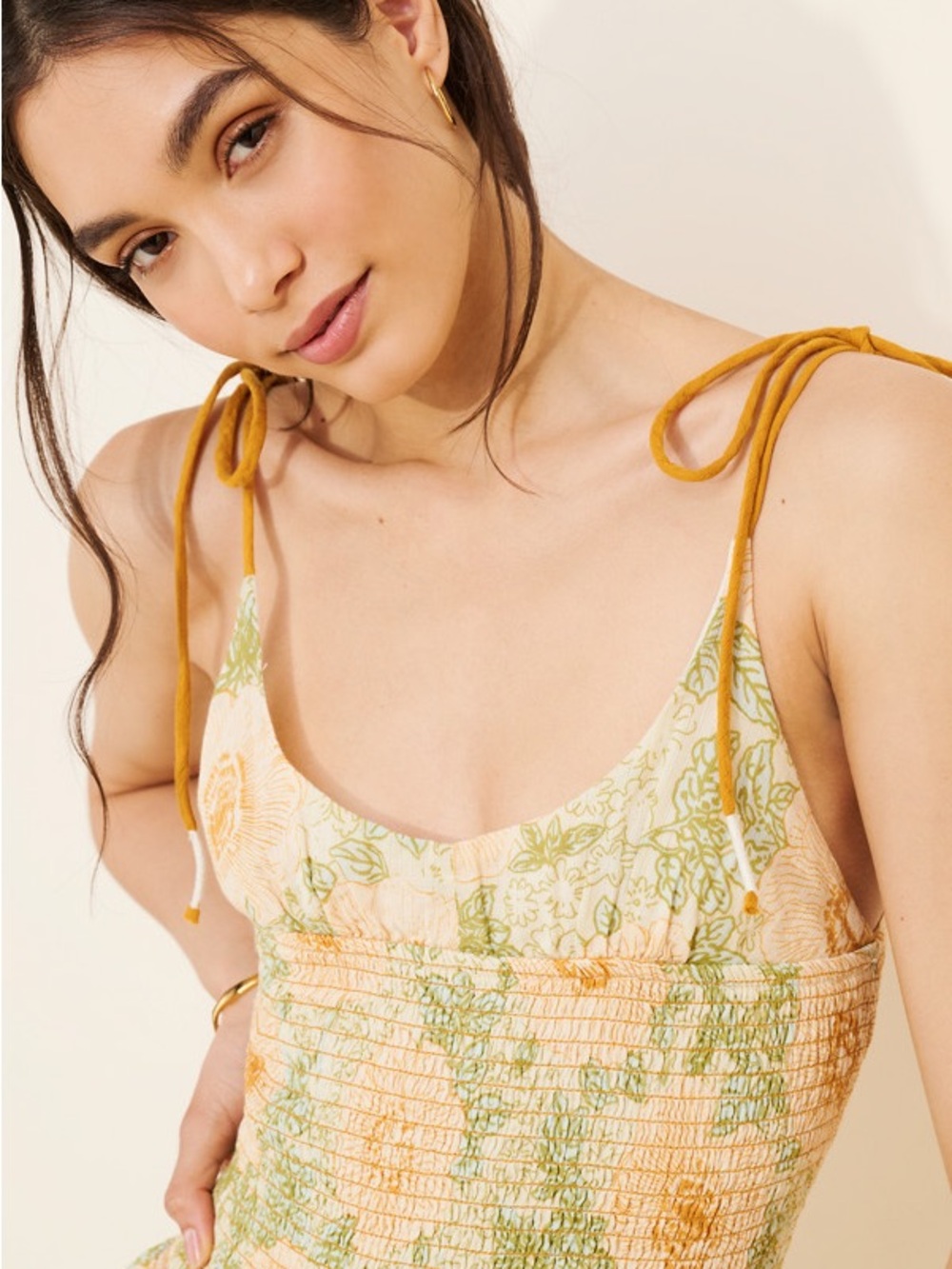Free People Adriel Tie Strap Tiered Midi Dress Medium - Picture 2 of 7